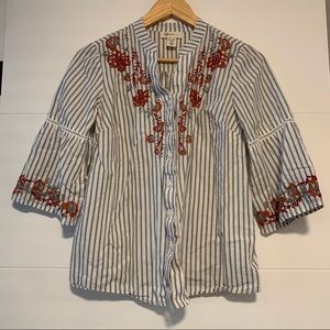 Style & Co | Embroidered Striped Shirt